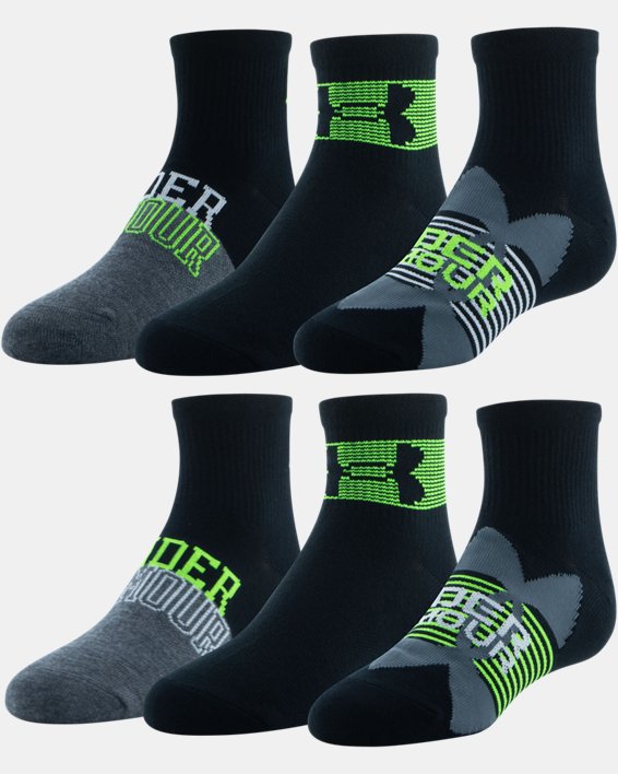 Boys' UA Essential Quarter 6-Pack Socks, Black, pdpMainDesktop image number 0
